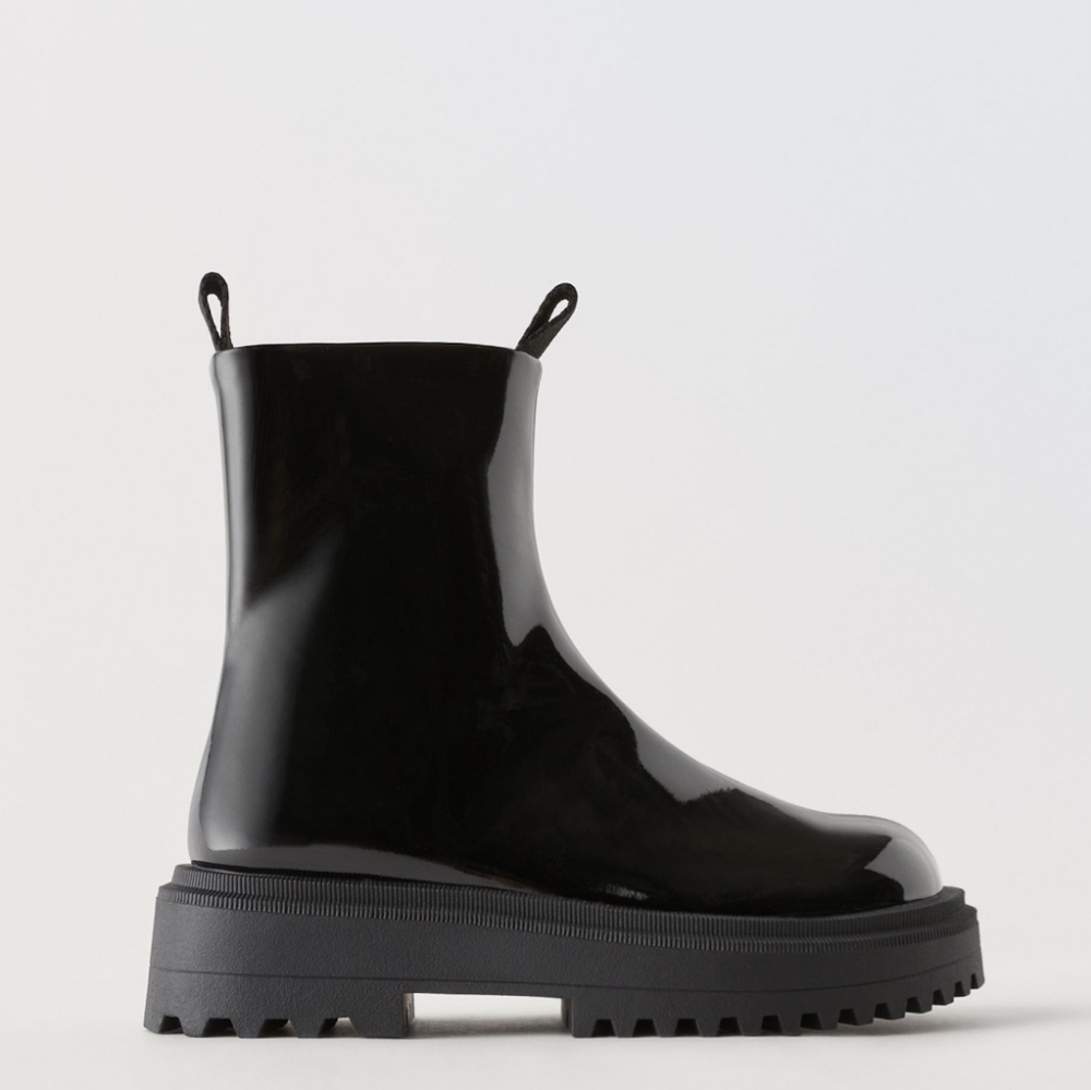 Faux Patent Leather Boots